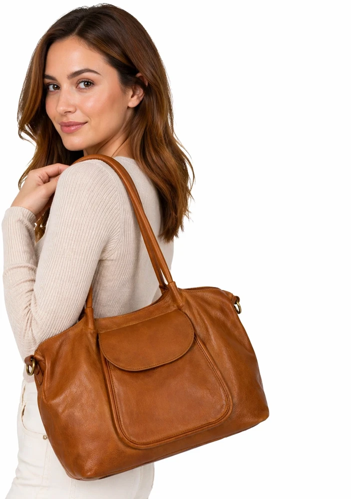 PELLE LAVATA Skórzana Torebka ShopperBag Na Ramię A4 2 Komory Duża Vintage