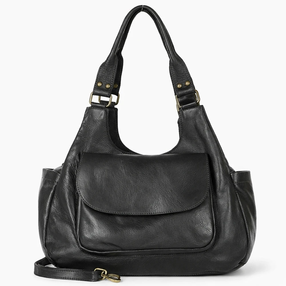 PELLE LAVATA Skórzana Torebka ShopperBag Na Ramię Vintage 3 Kieszenie