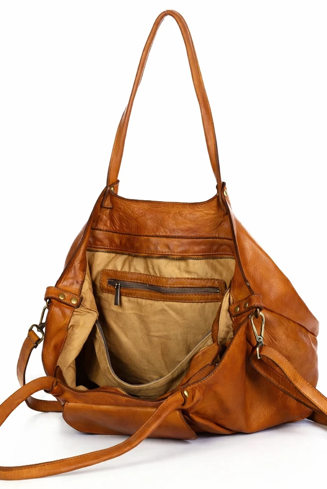 PELLE LAVATA Skórzana Torebka ShopperBag Na Ramię A4 2 Komory Duża Vintage