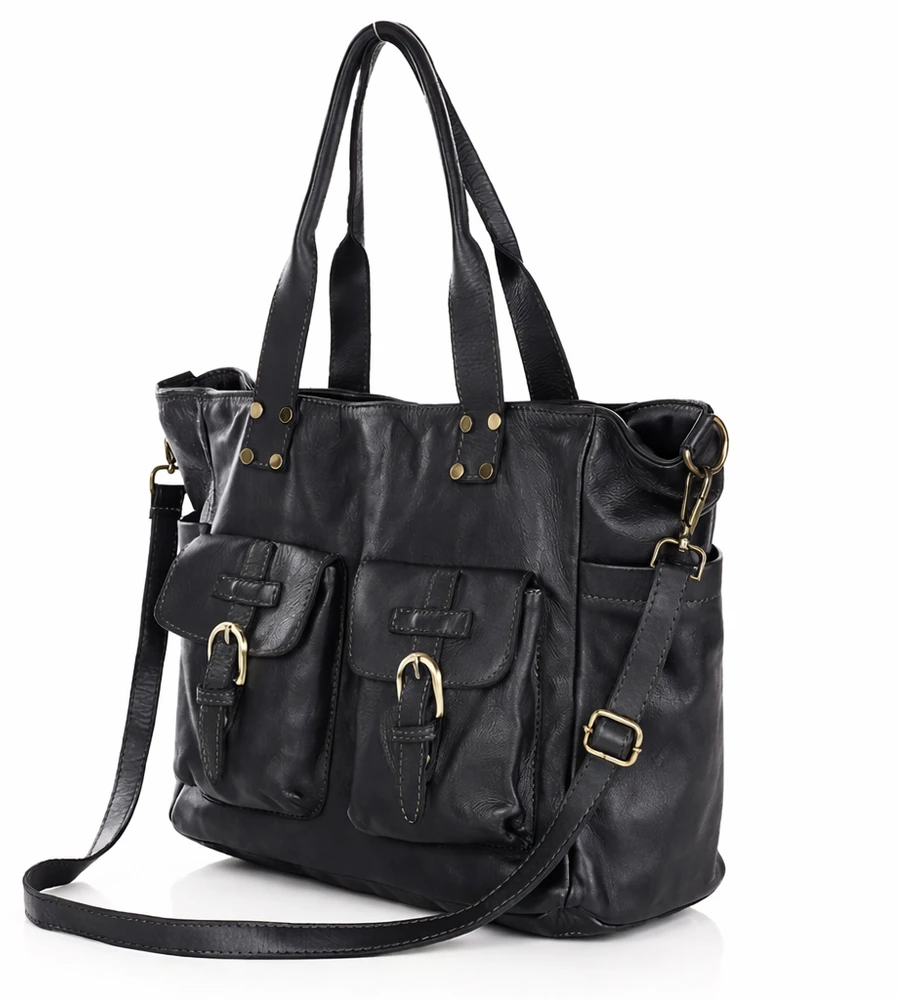 PELLE LAVATA Skórzana Torebka ShopperBag A4 Skórzana Old Look 3 Kieszenie