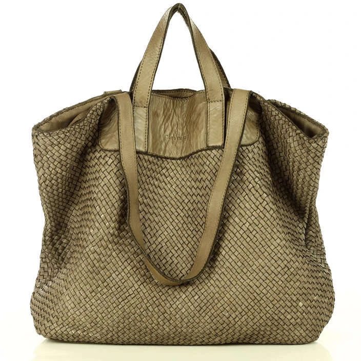 PELLE LAVATA Skórzana Torebka ShopperBag Na Ramię A4 Pleciona Vintage Duża