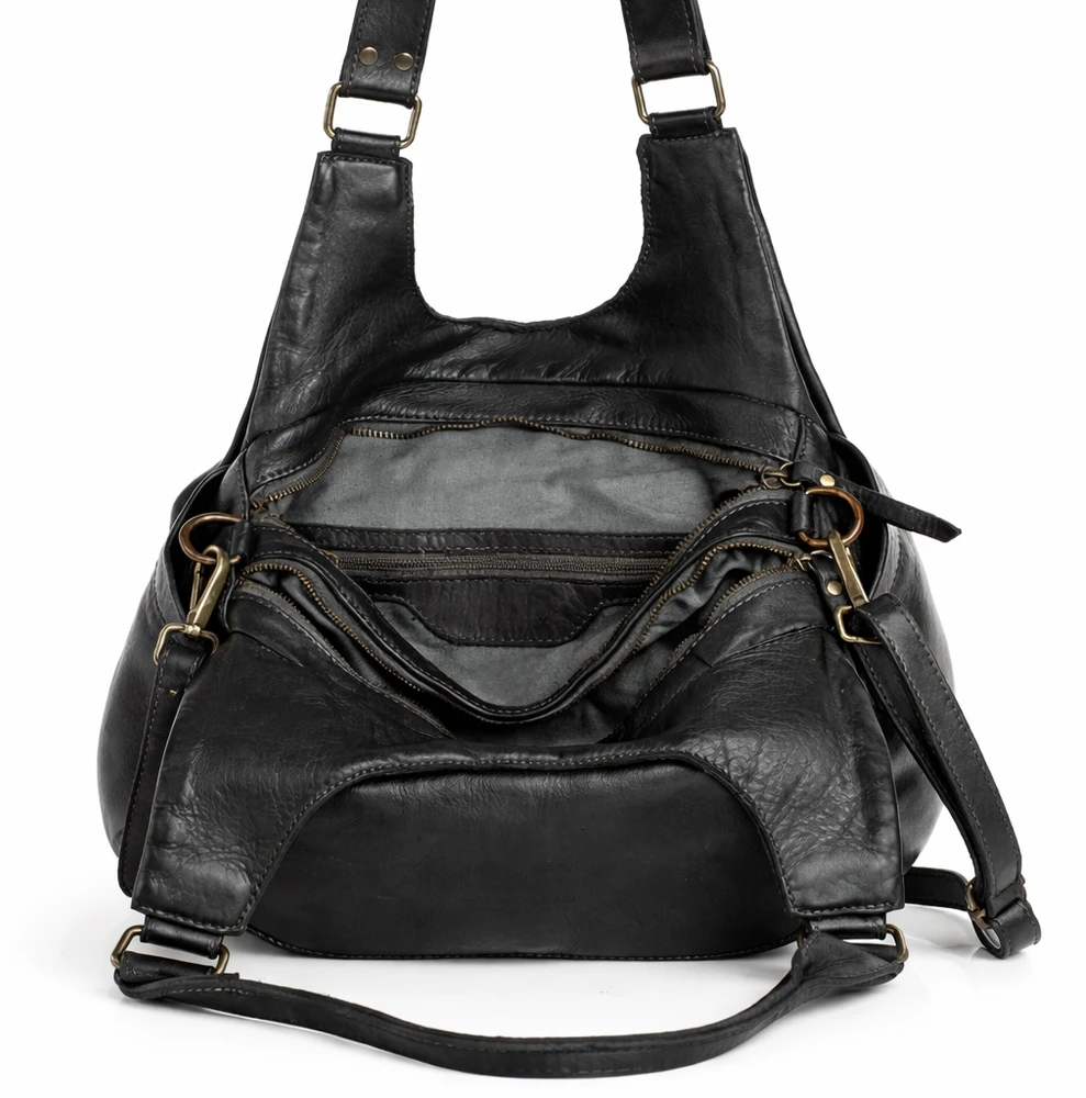 PELLE LAVATA Skórzana Torebka ShopperBag Na Ramię Vintage 3 Kieszenie
