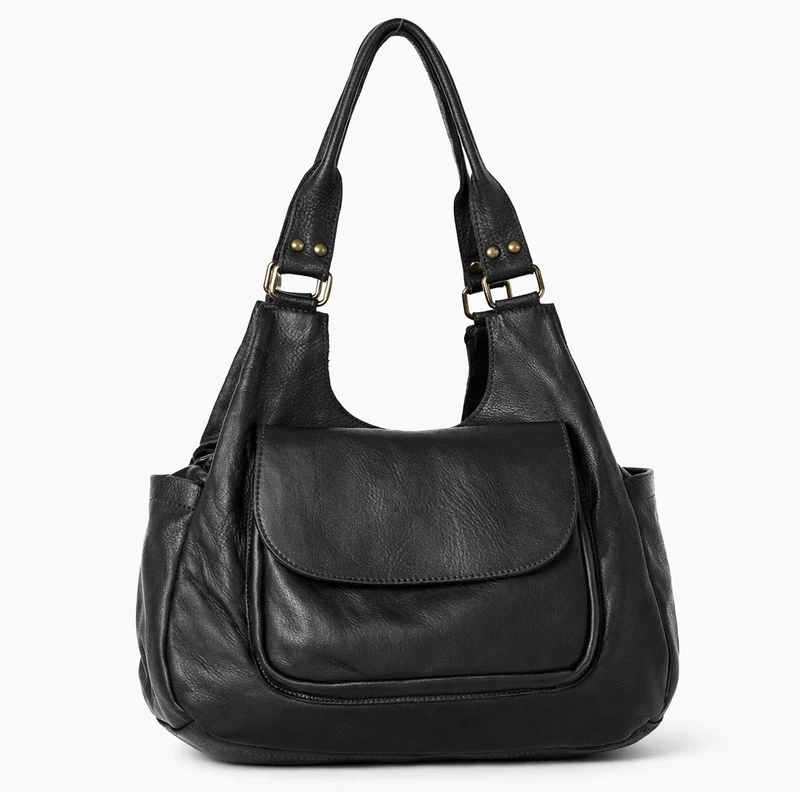 PELLE LAVATA Skórzana Torebka ShopperBag Na Ramię Vintage 3 Kieszenie