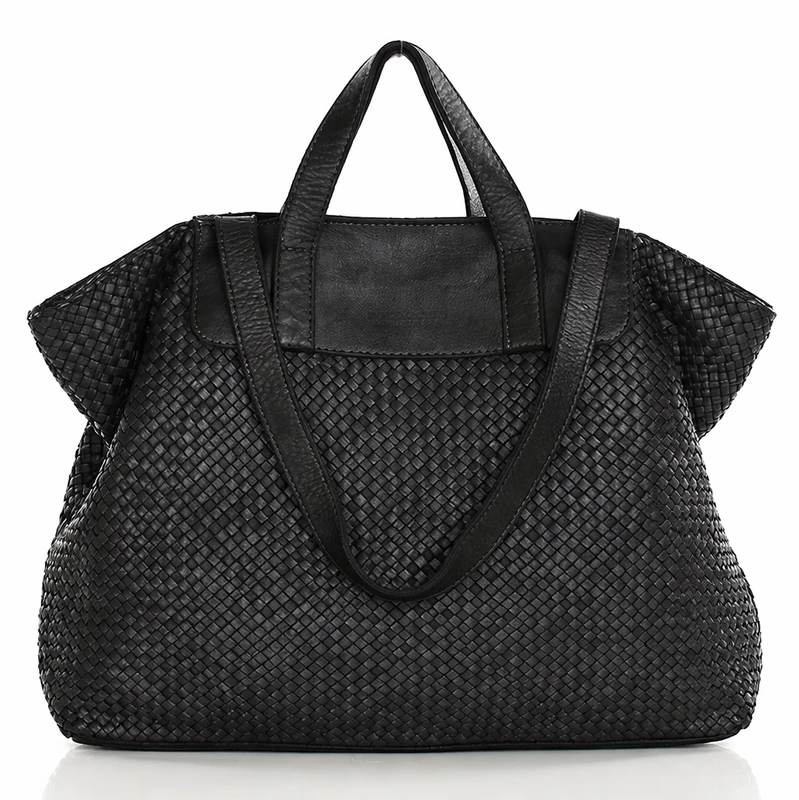 PELLE LAVATA Skórzana Torebka ShopperBag Na Ramię A4 Pleciona Vintage Duża