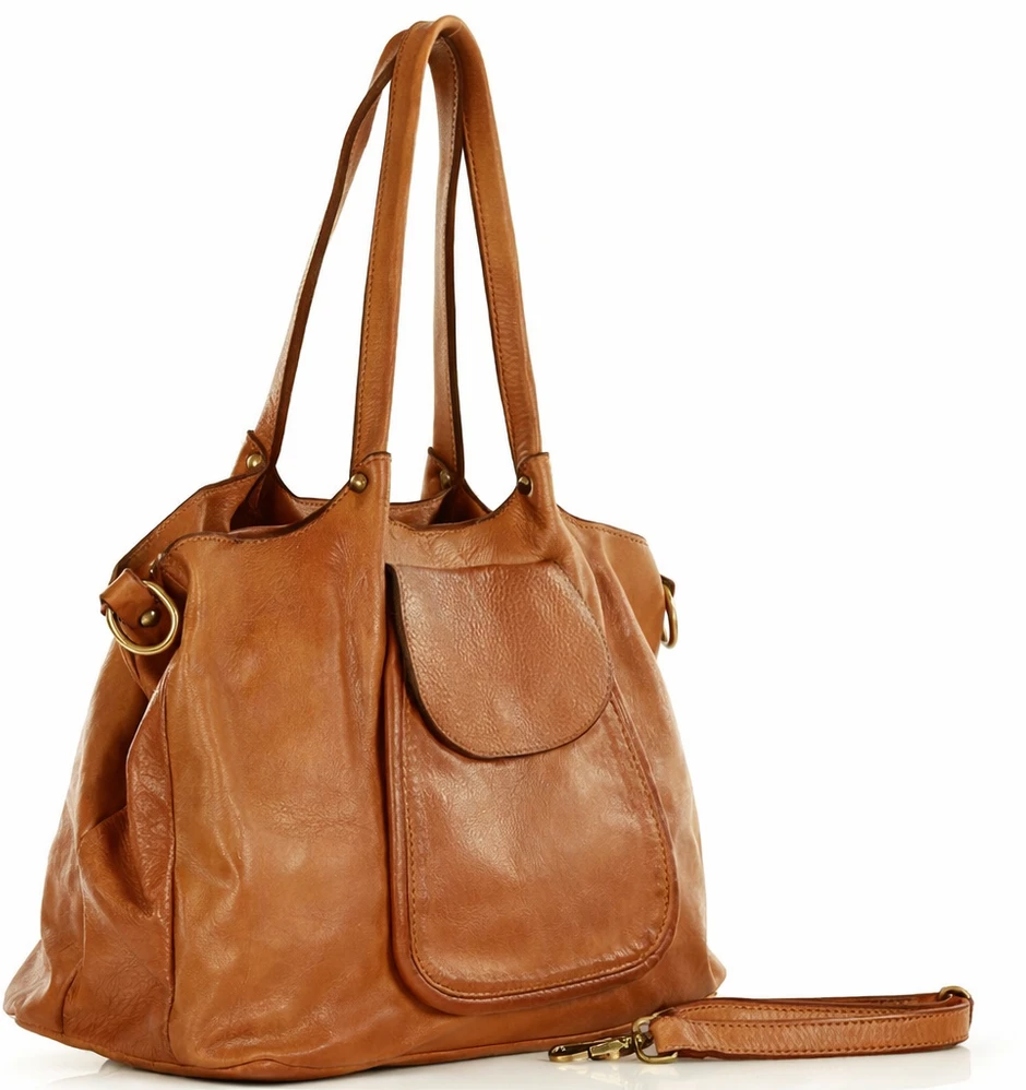 PELLE LAVATA Skórzana Torebka ShopperBag Na Ramię A4 2 Komory Duża Vintage