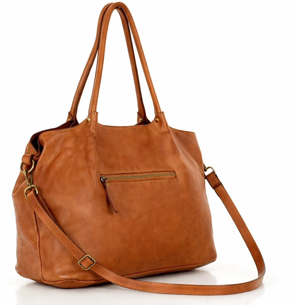 PELLE LAVATA Skórzana Torebka ShopperBag Na Ramię A4 2 Komory Duża Vintage