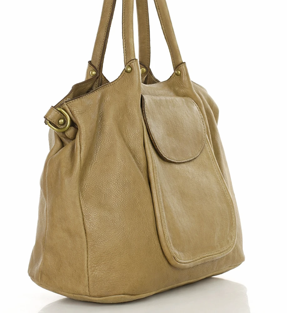 PELLE LAVATA Skórzana Torebka ShopperBag Na Ramię A4 2 Komory Duża Vintage