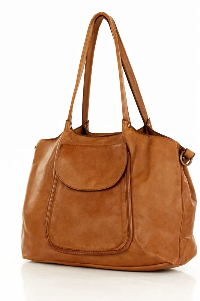 PELLE LAVATA Skórzana Torebka ShopperBag Na Ramię A4 2 Komory Duża Vintage