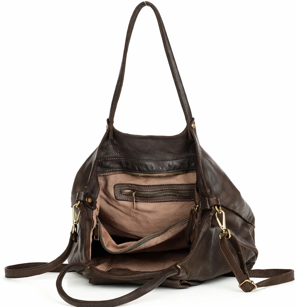 PELLE LAVATA Odinė ShopperBag Rankinė A4 2 Skyrių Didelė Vintage