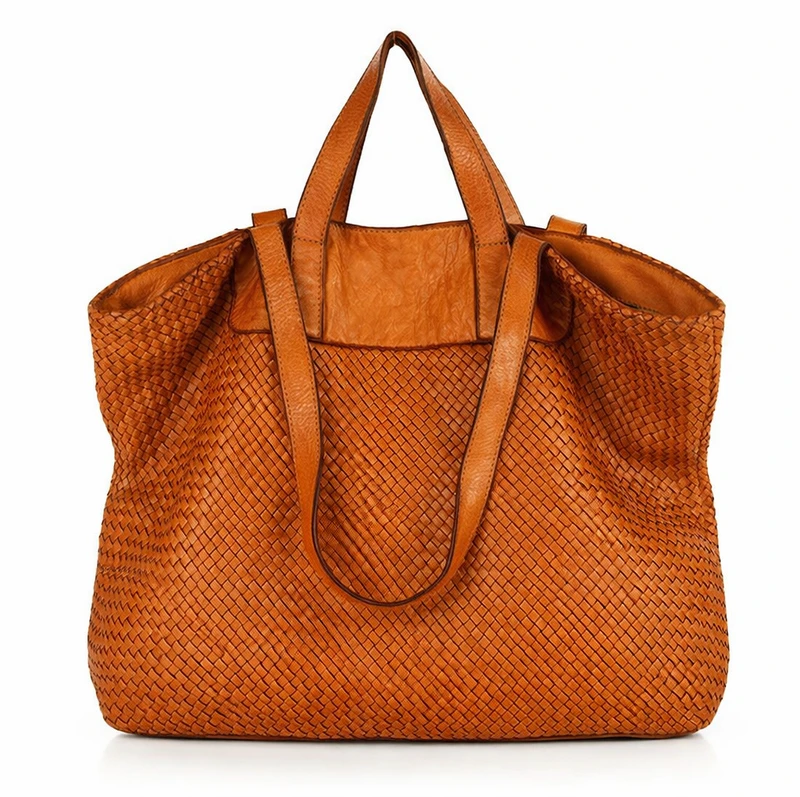 PELLE LAVATA Odinė ShopperBag Rankinė A4 Pinti Vintage Didelė
