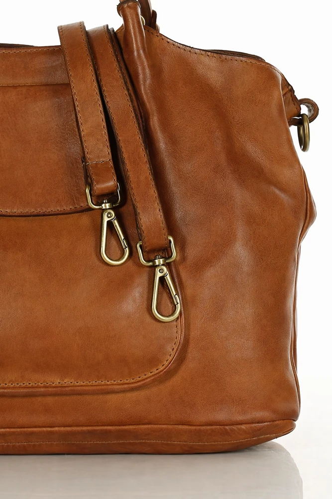 PELLE LAVATA Skórzana Torebka ShopperBag Na Ramię A4 2 Komory Duża Vintage