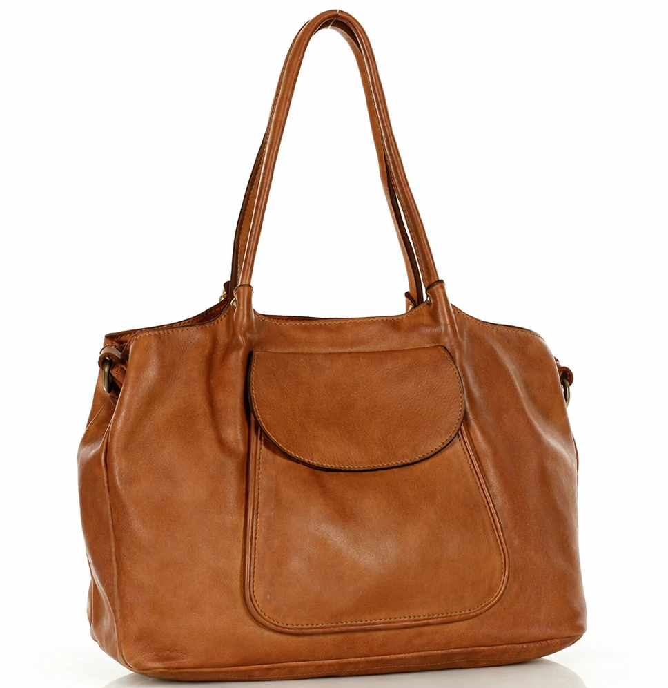 PELLE LAVATA Skórzana Torebka ShopperBag Na Ramię A4 2 Komory Duża Vintage