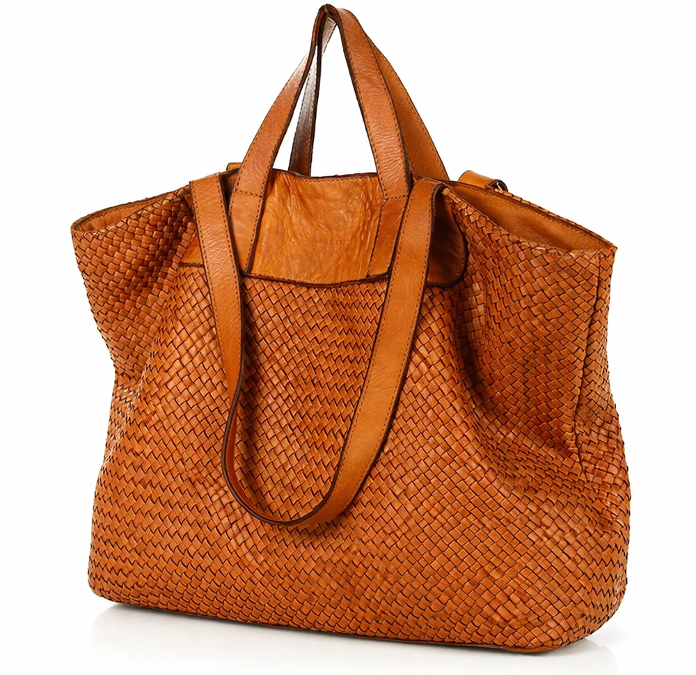 PELLE LAVATA Odinė ShopperBag Rankinė A4 Pinti Vintage Didelė