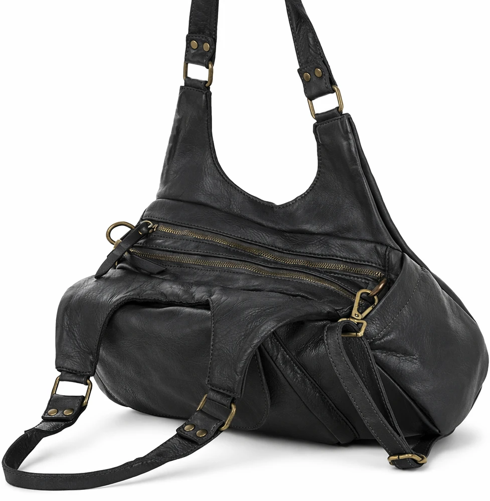 PELLE LAVATA Skórzana Torebka ShopperBag Na Ramię Vintage 3 Kieszenie