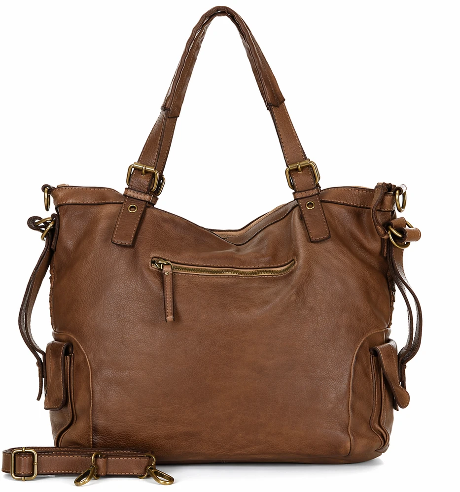 PELLE LAVATA Skórzana Vintage Torebka ShopperBag Na Ramię A4 Pleciona Duża