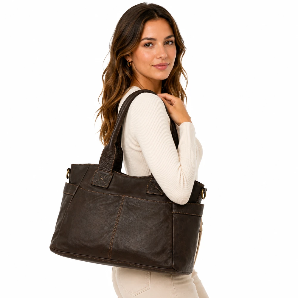 PELLE LAVATA Torebka Damska ShopperBag A4 Skórzana Na Ramię Old Look Duża