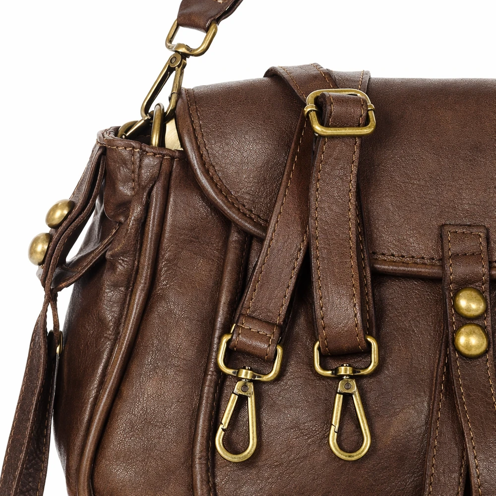 PELLE LAVATA Torebka Damska Skórzana Listonoszka Średnia Vintage Laikiklis A5