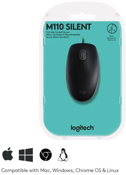 Pelė Logitech B110 Silent, Juoda
