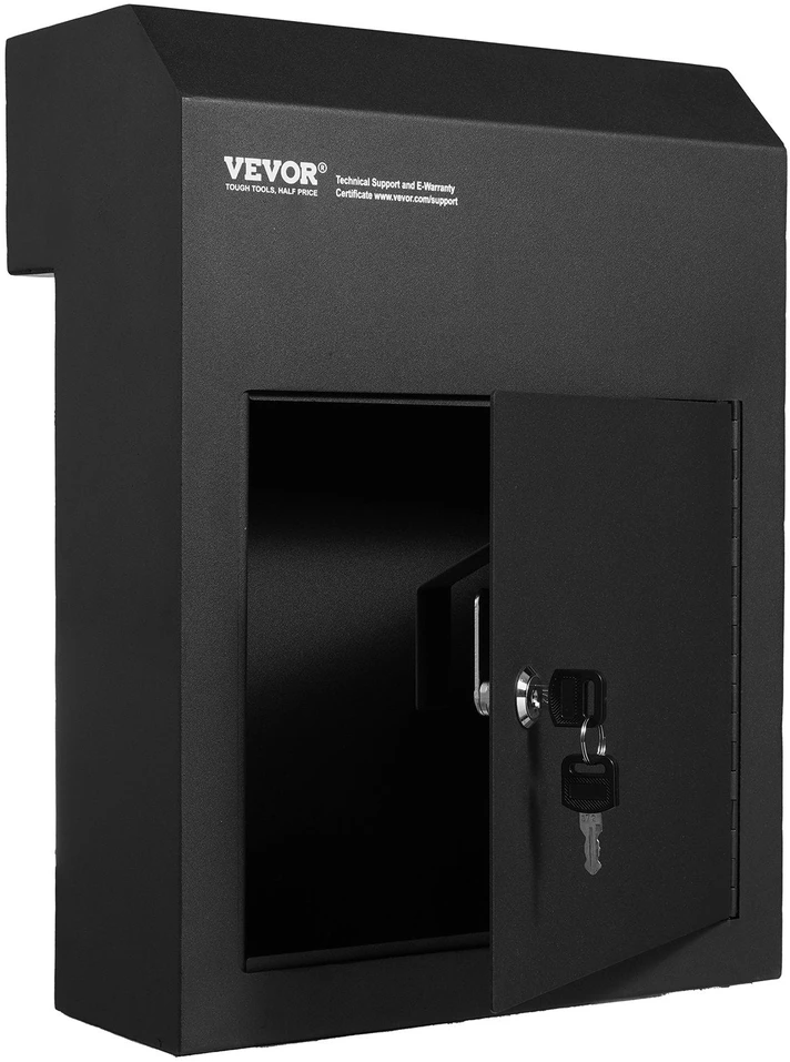 VEVOR Pašto dežutė 12x6x16" su raktu juoda