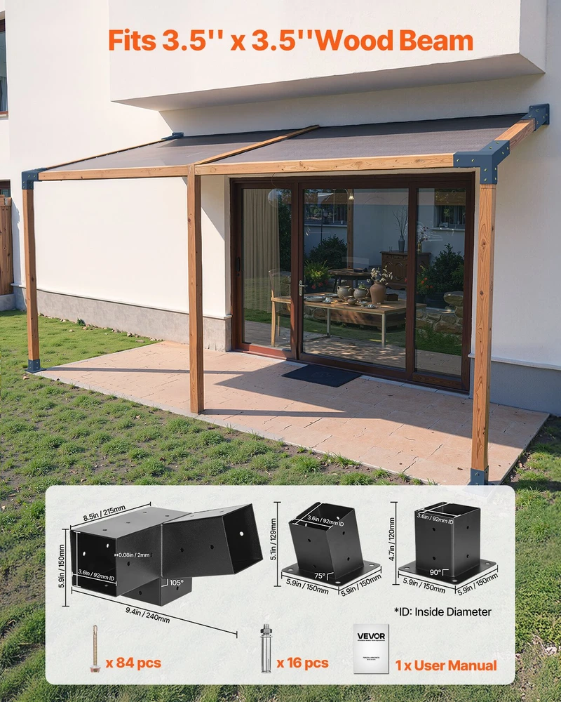 Vevor Pergolės laikiklių rinkinys, 92x92 mm medienai