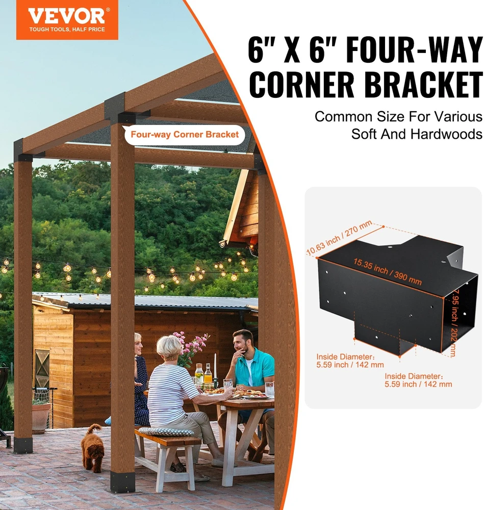Vevor Pergolos laikiklių komplektas 6x6 coliai
