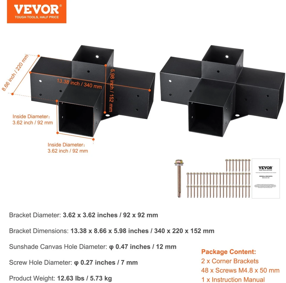 VEVOR Pergolos laikiklių komplektas 4"x4"