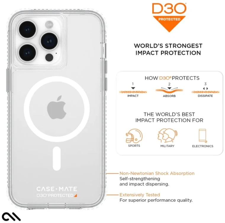 Case-Mate Ultra Tough plus D3O MagSafe - Apple iPhone 15 Pro Max dėklas Clear