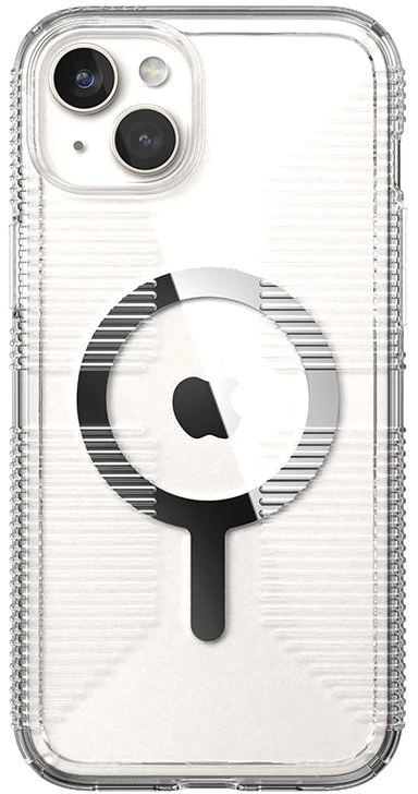 Speck Gemshell Grip + MagSafe - dėklas skirtas Apple iPhone 15 Plus / Apple iPhone 14 Plus Clear / Chrome Finish