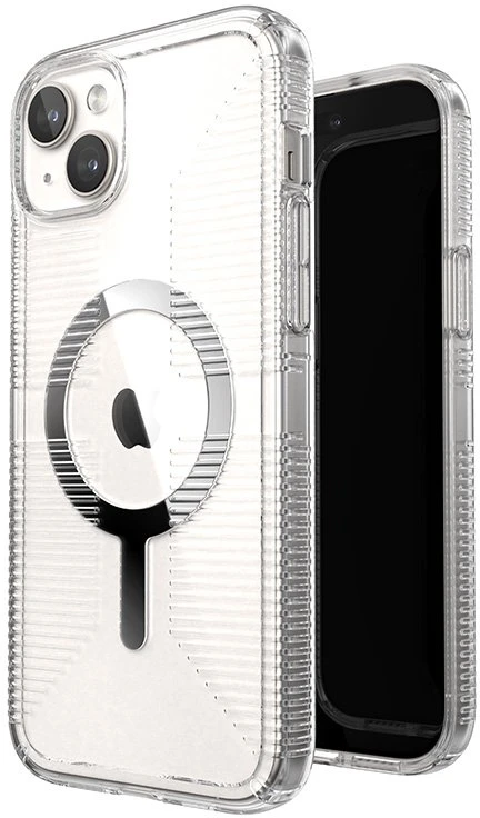 Speck Gemshell Grip + MagSafe - dėklas skirtas Apple iPhone 15 Plus / Apple iPhone 14 Plus Clear / Chrome Finish