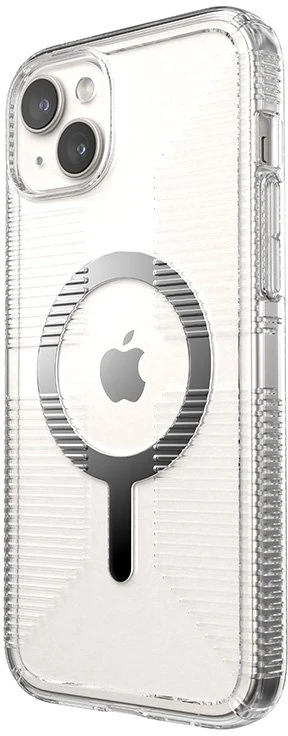 Speck Gemshell Grip + MagSafe - dėklas skirtas Apple iPhone 15 Plus / Apple iPhone 14 Plus Clear / Chrome Finish