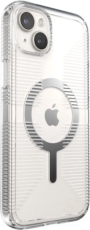 Speck Gemshell Grip + MagSafe - dėklas skirtas Apple iPhone 15 Plus / Apple iPhone 14 Plus Clear / Chrome Finish