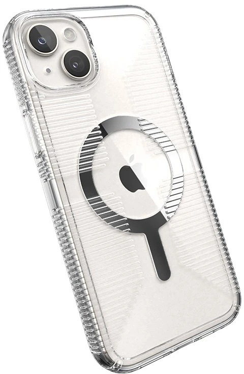 Speck Gemshell Grip + MagSafe - dėklas skirtas Apple iPhone 15 Plus / Apple iPhone 14 Plus Clear / Chrome Finish