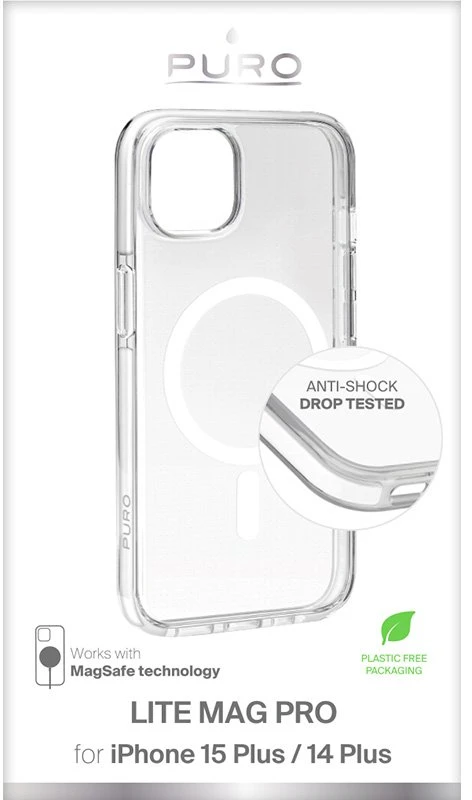 SBS Puro LITEMAG PRO Apple iPhone 15 Plus / 14 Plus 6.7" MagSafe dėklas telefonui skaidrus PUIPC1567LITEMPWHI