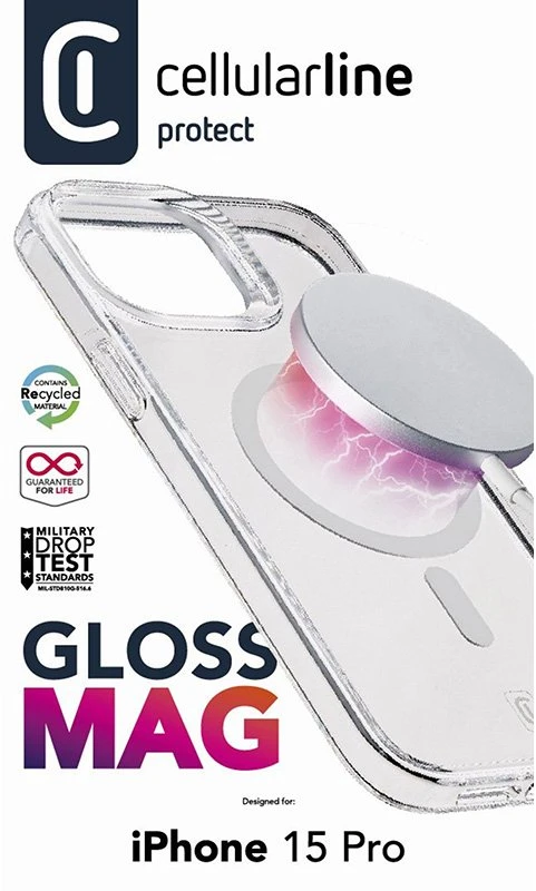 Cellular Line Cellularline Gloss Mag - Apple iPhone 15 Pro MagSafe dėklas Transparent