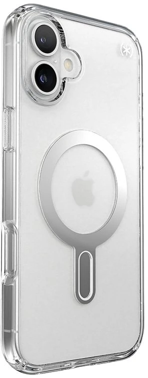 Speck Presidio Perfect-Clear ClickLock & MagSafe - dėklas skirtas Apple iPhone 16 Plus Clear / Chrome Finish / Serene Sidabrinis