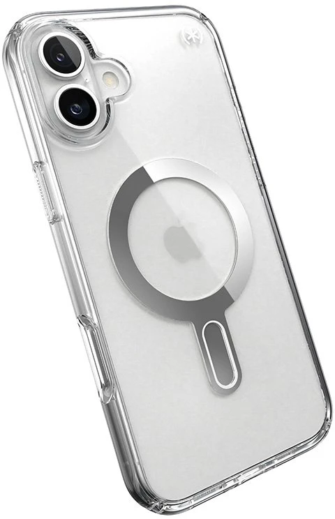 Speck Presidio Perfect-Clear ClickLock & MagSafe - dėklas skirtas Apple iPhone 16 Plus Clear / Chrome Finish / Serene Sidabrinis