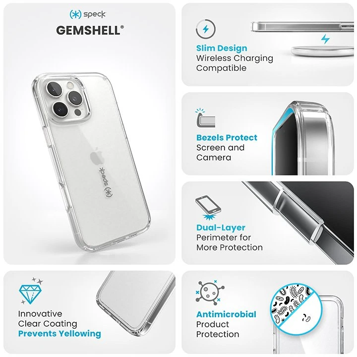Speck Gemshell - dėklas skirtas Apple iPhone 16 Pro Max Clear
