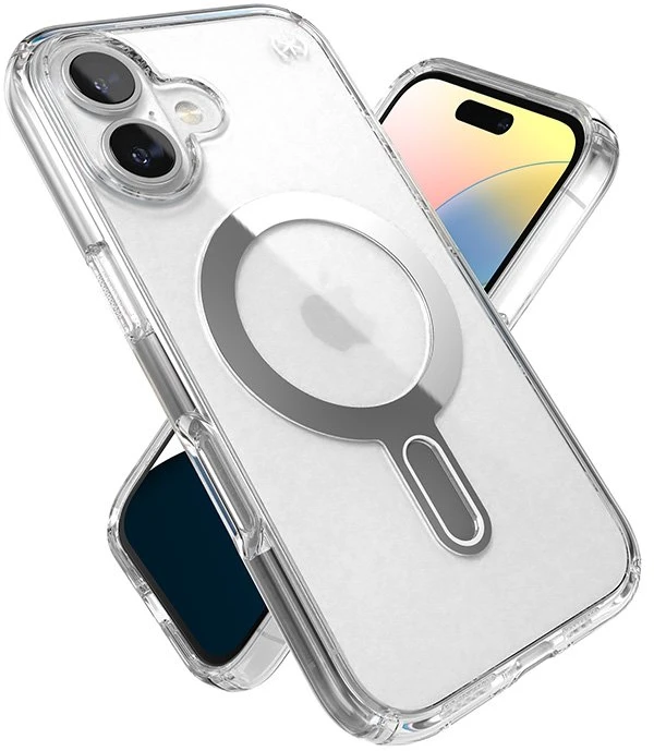 Dėklas Speck Presidio Perfect-Clear ClickLock & MagSafe do iPhone 16 permatomas