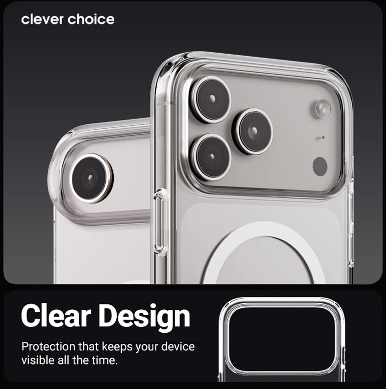 „Crong Clear MAG“ dėklas – „MagSafe Apple iPhone 17 Pro Max“ skaidrus
