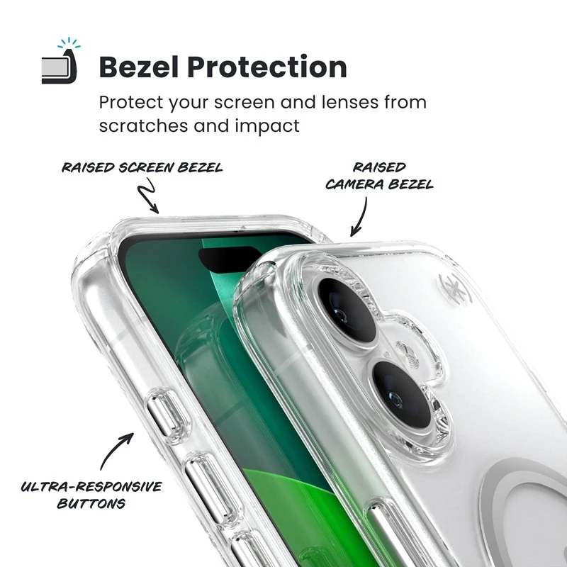 Speck Presidio Perfect Clear MagSafe - dėklas skirtas Apple iPhone 17 Clear / Sidabrinis