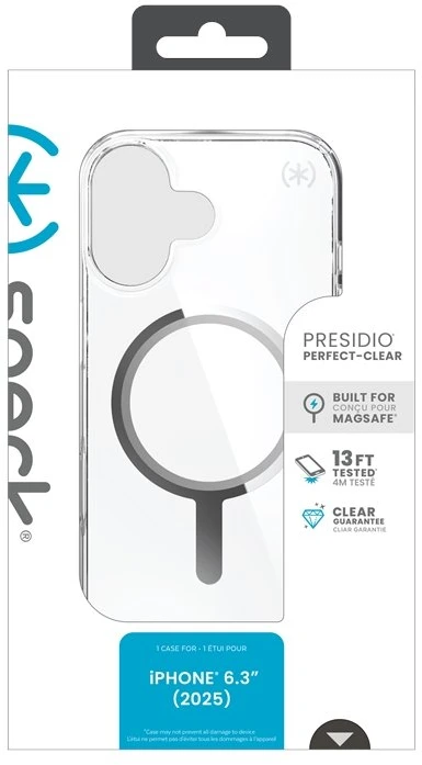 Speck Presidio Perfect Clear MagSafe - dėklas skirtas Apple iPhone 17 Clear / Sidabrinis