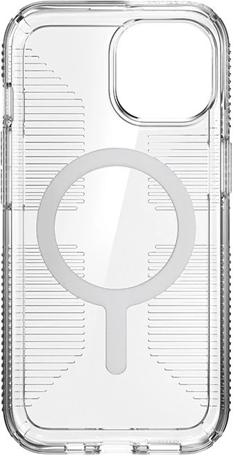 Speck Gemshell Grip + MagSafe - dėklas skirtas Apple iPhone 16e / Apple iPhone 15 / Apple iPhone 14 / Apple iPhone 13 Clear / Chrome Finish