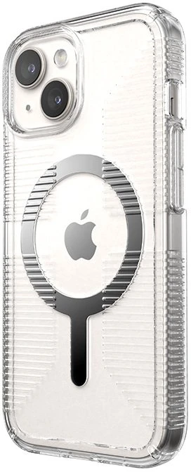 Speck Gemshell Grip + MagSafe - dėklas skirtas Apple iPhone 16e / Apple iPhone 15 / Apple iPhone 14 / Apple iPhone 13 Clear / Chrome Finish