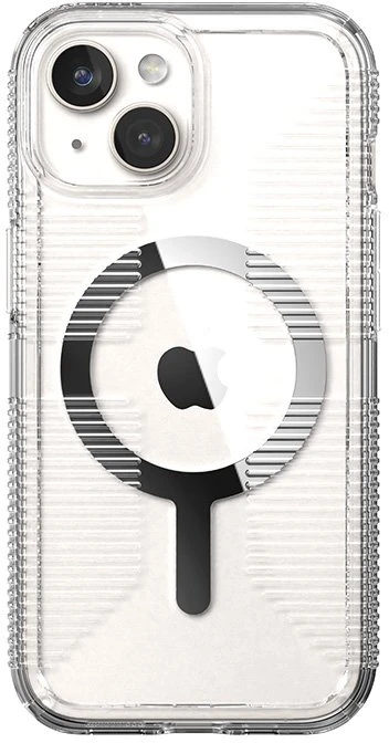 Speck Gemshell Grip + MagSafe - dėklas skirtas Apple iPhone 16e / Apple iPhone 15 / Apple iPhone 14 / Apple iPhone 13 Clear / Chrome Finish