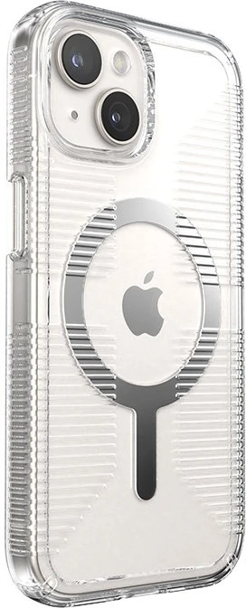 Speck Gemshell Grip + MagSafe - dėklas skirtas Apple iPhone 16e / Apple iPhone 15 / Apple iPhone 14 / Apple iPhone 13 Clear / Chrome Finish