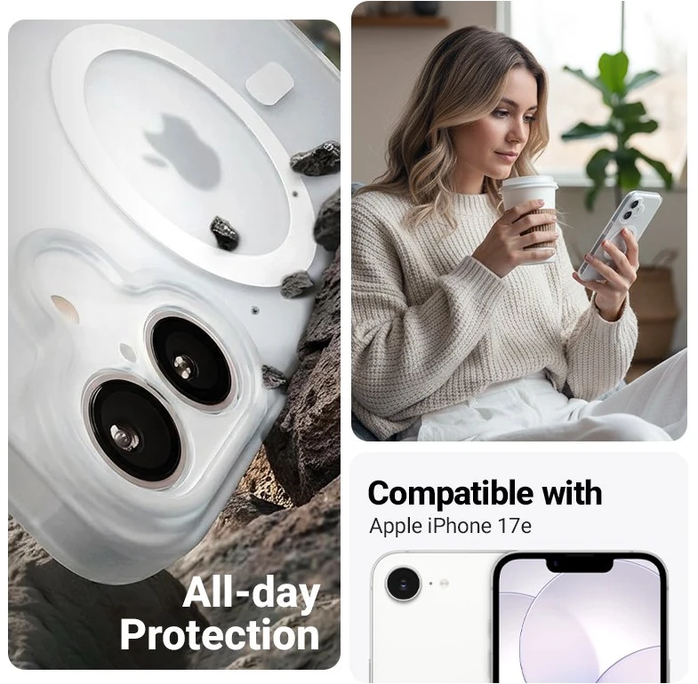 Permatomas dėklas iPhone 17e / 16e Crong Hybrid Matte Magnetic