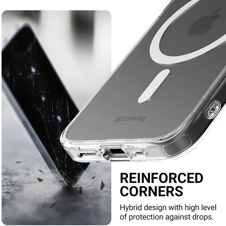 Crong Clear MAG dangtelis – iPhone 16e MagSafe dėklas (skaidrus)