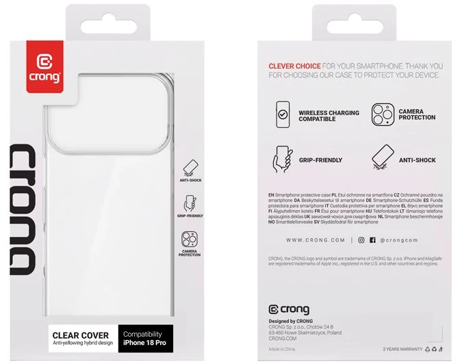 Permatomas dėklas iPhone 18 Pro / 17 Pro Crong Clear Cover