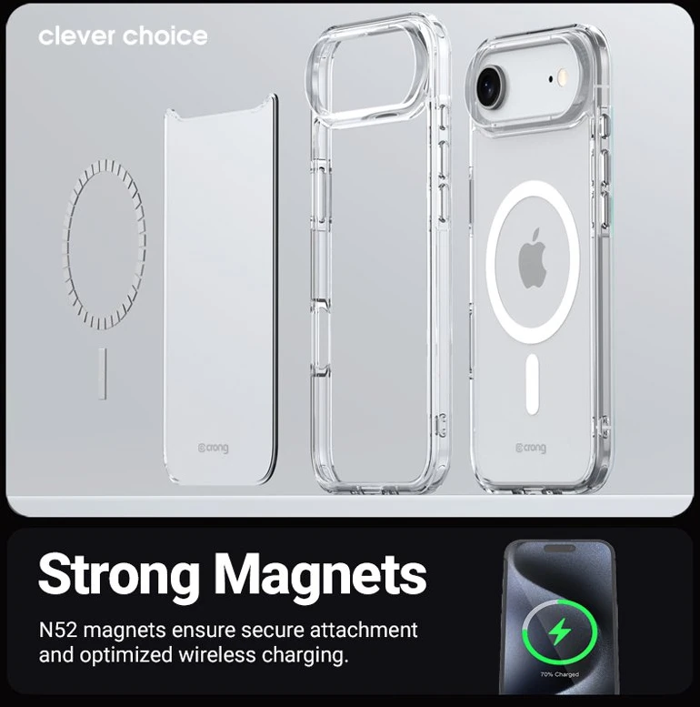 Crong Clear MAG Cover - dėklas MagSafe Apple iPhone Air, skaidrus