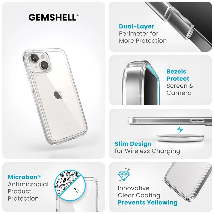 Speck Gemshell - dėklas skirtas Apple iPhone 16e / Apple iPhone 15 / Apple iPhone 14 / Apple iPhone 13 Clear
